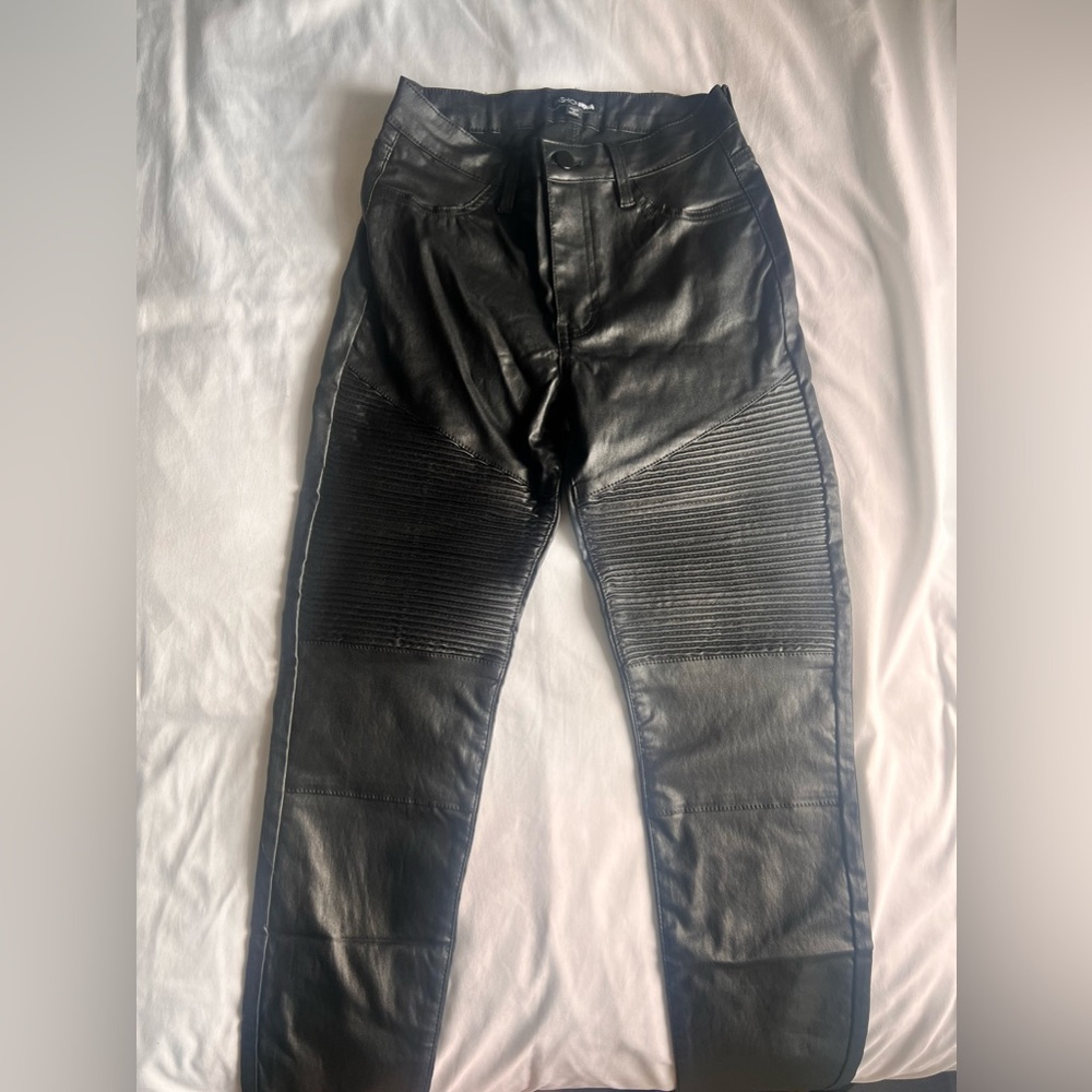 Fashion nova black lather pants